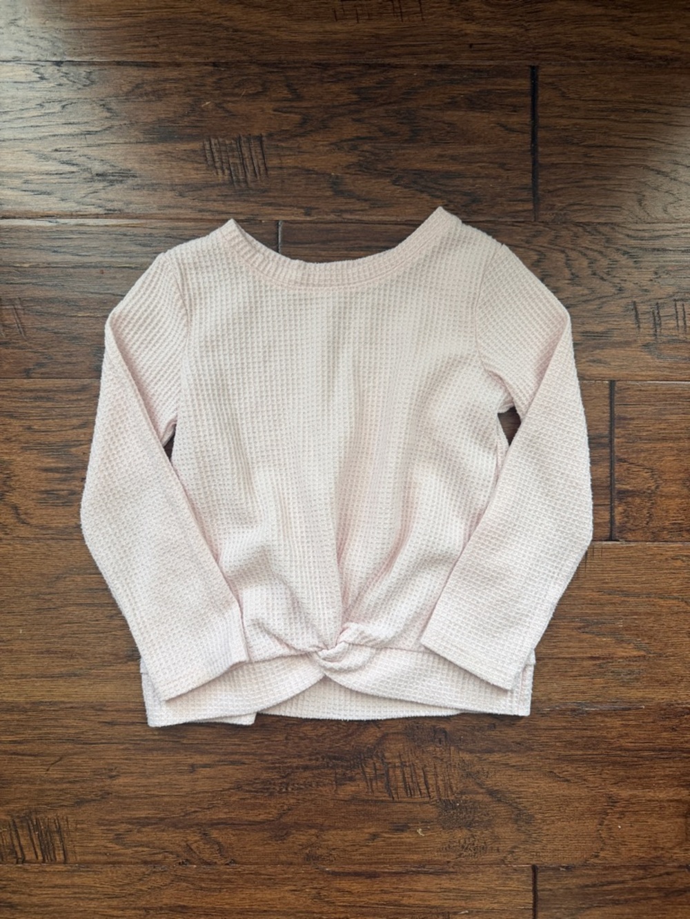 Cat & Jack Light Pink Waffle Knit Twist-Front Long Sleeve Top size 5T